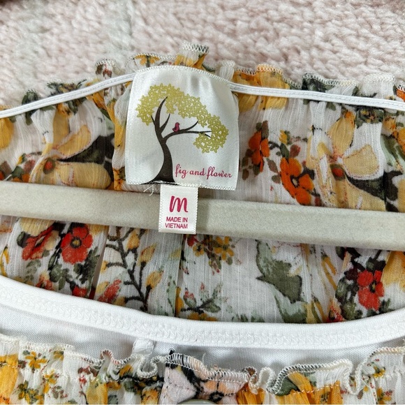 Fig and Flower Multicolor Autumn Floral Maxi Dress Tiered 3/4 Sleeves Medium - Picture 2 of 14